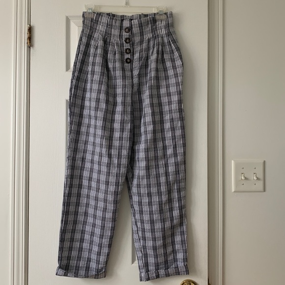 Topshop plaid checkered button pants - Picture 2 of 5